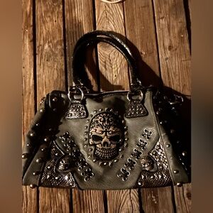 Gray skull purse
